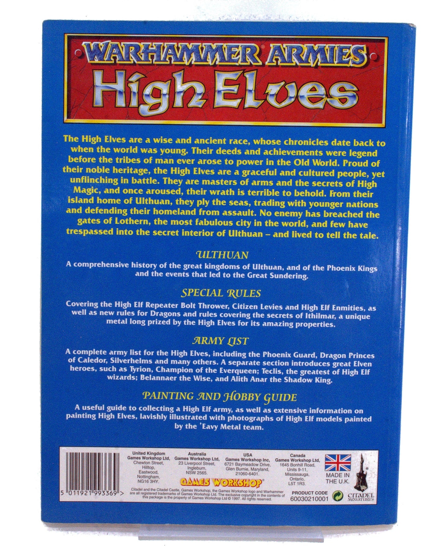WARHAMMER FANTASY Armies High Elves #1 OK CONDITION codex Book 0013