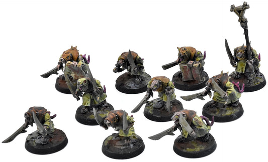 SKAVEN 10 Plague Monks #3 WELL PAINTED Warhammer Sigmar 9333