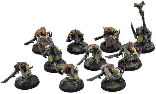 SKAVEN 10 Plague Monks #3 WELL PAINTED Warhammer Sigmar 9333