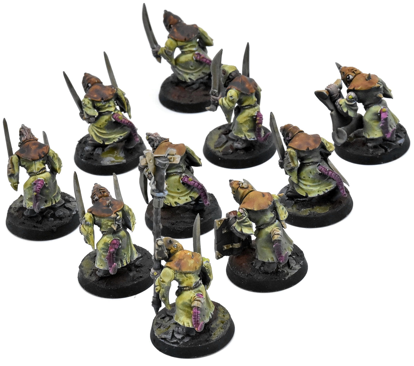 SKAVEN 10 Plague Monks #3 WELL PAINTED Warhammer Sigmar 9333