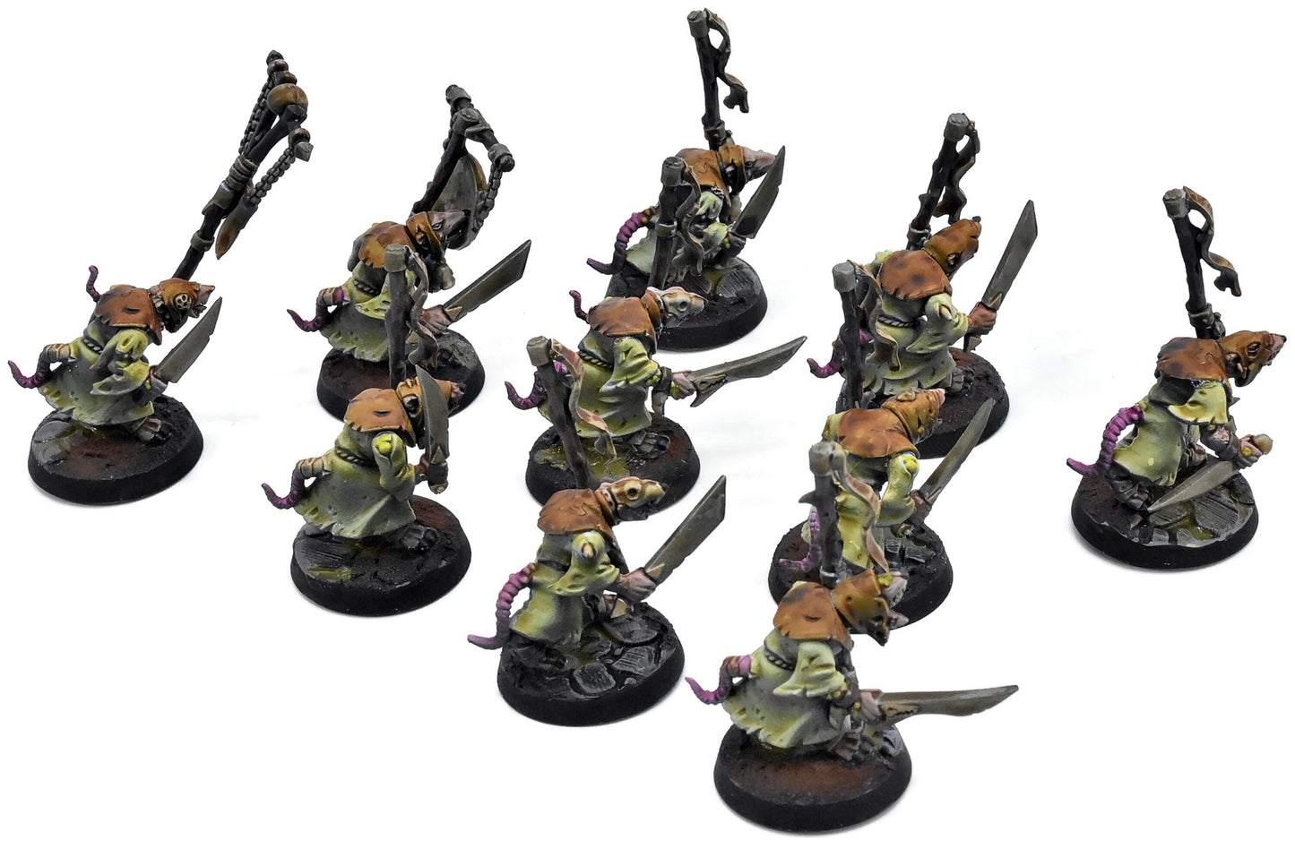 SKAVEN 10 Plague Monks #2 PRO PAINTED Warhammer Sigmar 9371