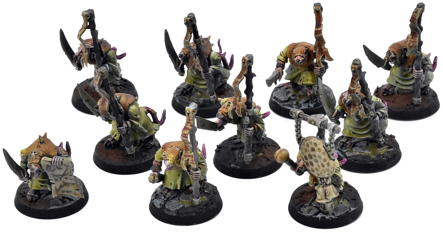 SKAVEN 10 Plague Monks #1 WELL PAINTED Warhammer Sigmar 9456