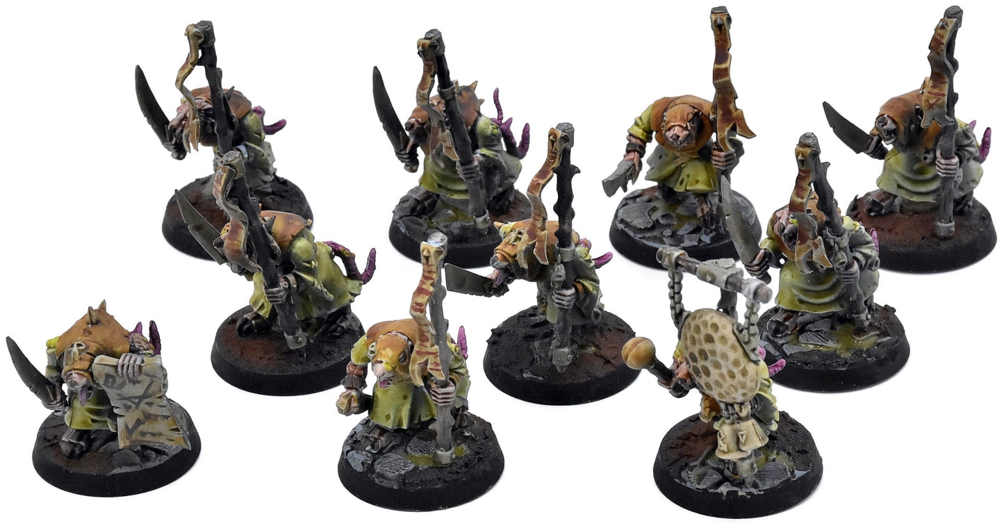 SKAVEN 10 Plague Monks #1 WELL PAINTED Warhammer Sigmar 9456