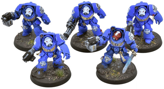 SPACE MARINES 5 Terminator Squad #1 WELL PAINTED Warhammer 40K Ultramarine 0902