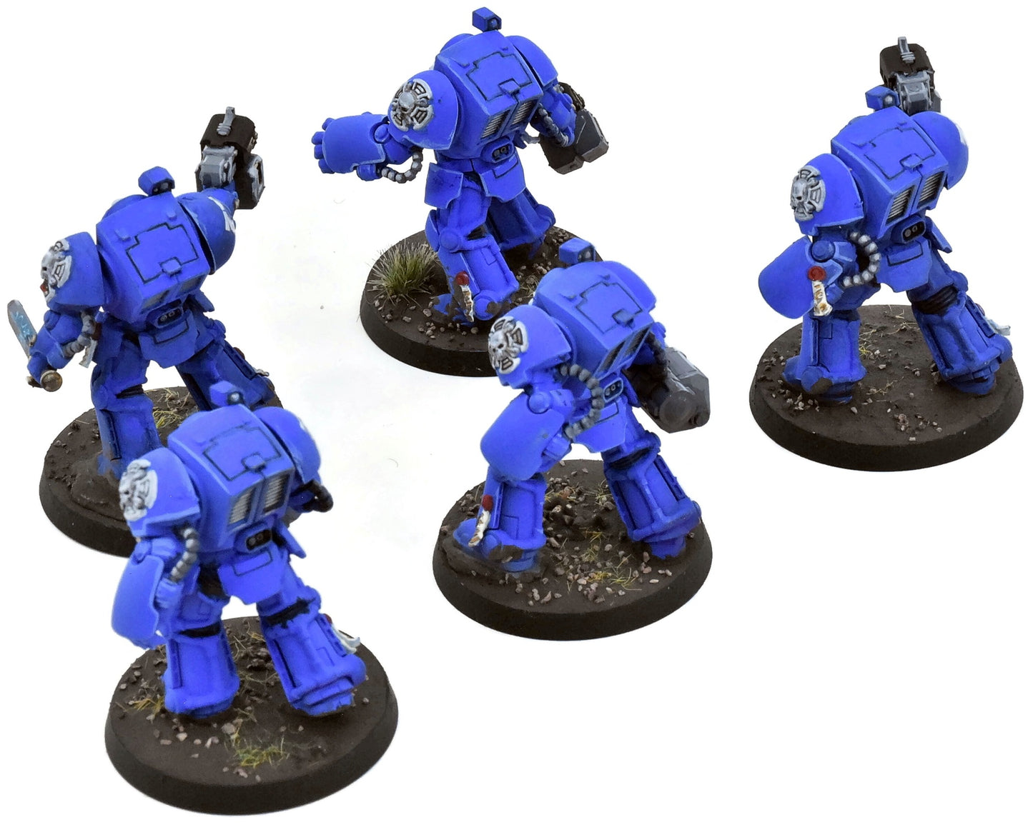 SPACE MARINES 5 Terminator Squad #1 WELL PAINTED Warhammer 40K Ultramarine 0902