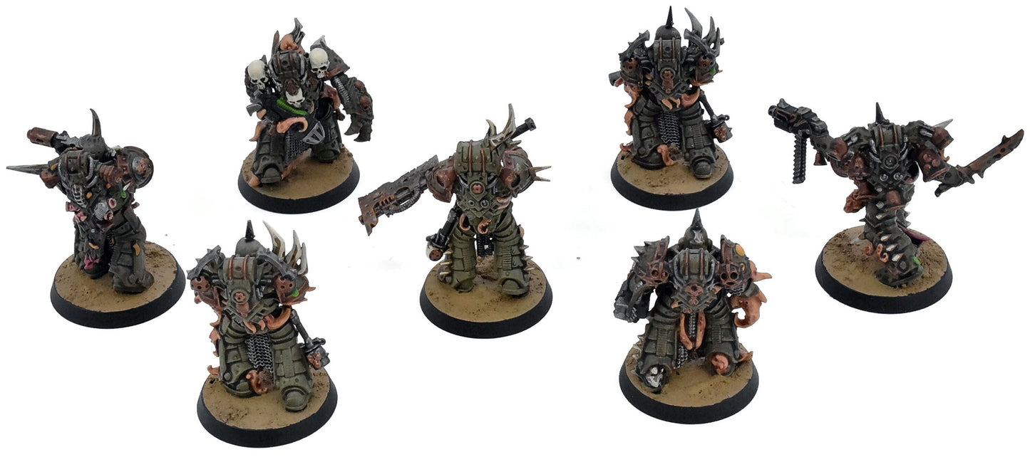 DEATH GUARD 7 Plague Marines #2 WELL PAINTED Warhammer 40K 0988