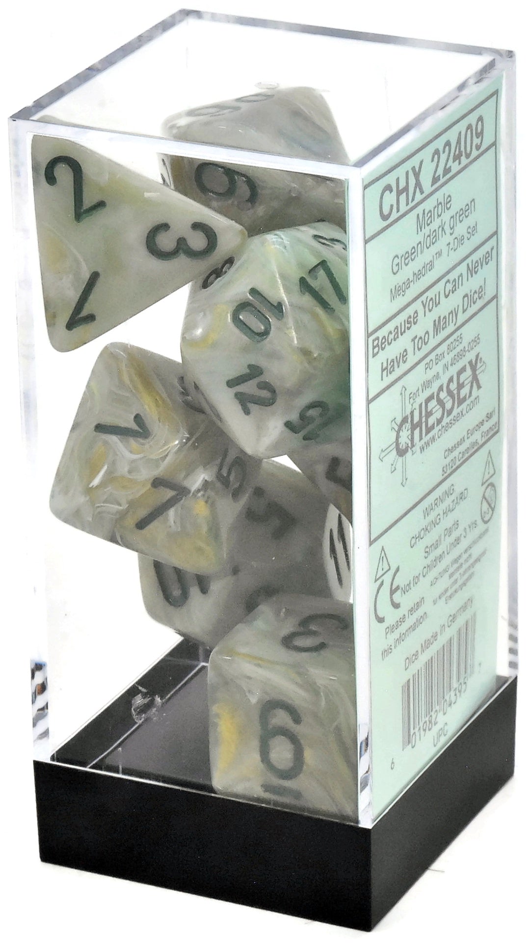 CHESSEX 7-Die Set Mega Hedral Marble Green/Dark Green #1 Chessex 1183