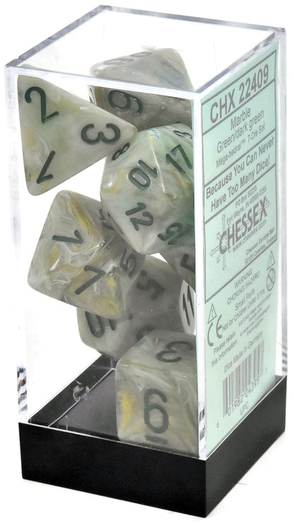 CHESSEX 7-Die Set Mega Hedral Marble Green/Dark Green #1 Chessex 1183