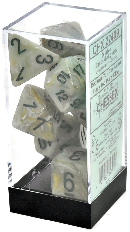 CHESSEX 7-Die Set Mega Hedral Marble Green/Dark Green #1 Chessex 1183