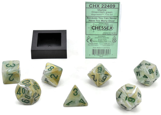 CHESSEX 7-Die Set Mega Hedral Marble Green/Dark Green #1 Chessex 1183