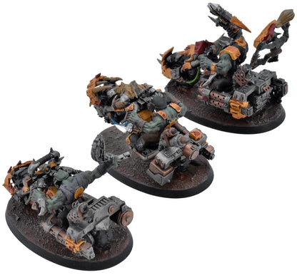 ORKS 3 Ork Warbiker Mob #1 WELL PAINTED Warhammer 40K 2135