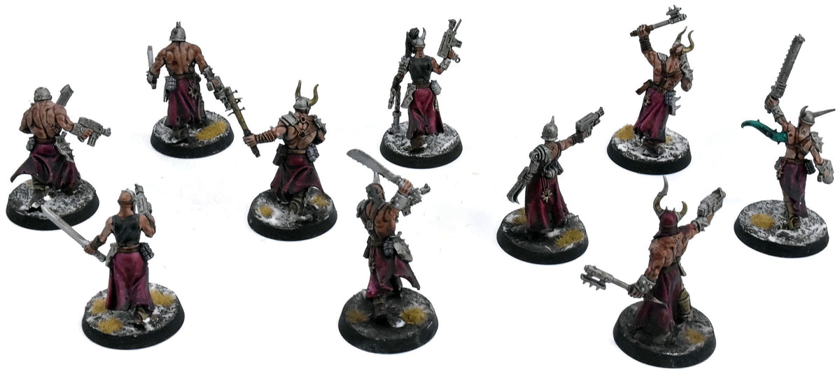 CHAOS SPACE MARINES 10 Chaos Cultists #1 Warhammer 40K WELL PAINTED 9535