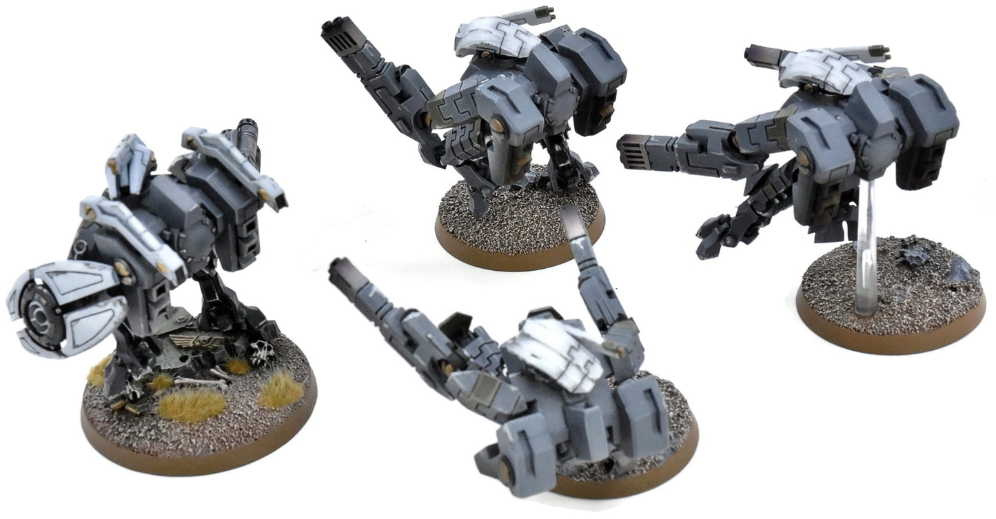 TAU EMPIRE 4 Hazard Suits #1 WELL PAINTED CONVERTED Warhammer 40K 1724