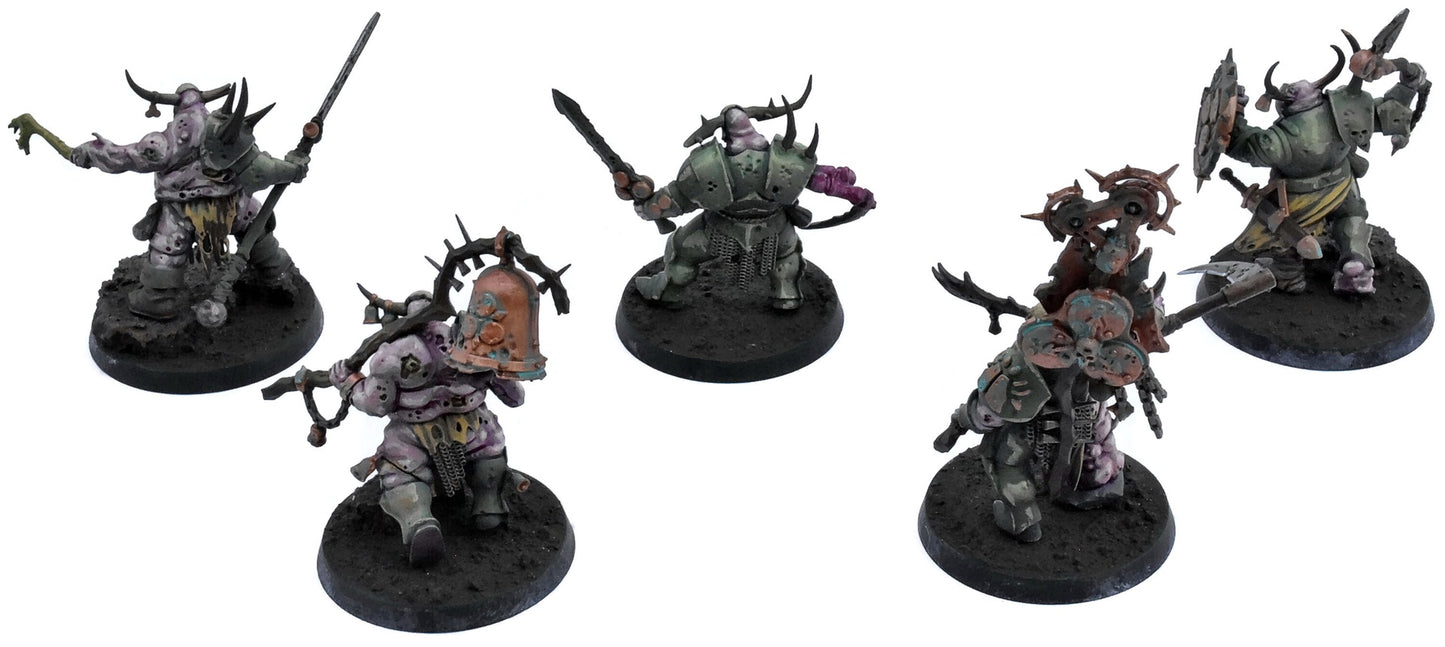 MAGGOTKIN OF NURGLE 5 Putrid Blightkings #2 WELL PAINTED Warhammer Sigmar 9227