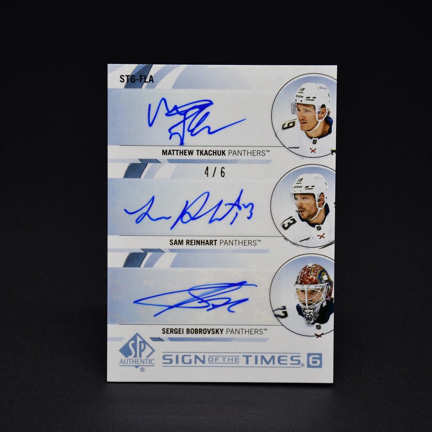 2024-25 Sign of the Times 6 Auto Tkachuk Reinhart Panthers Bobrovsky Barkov ST6-TLA