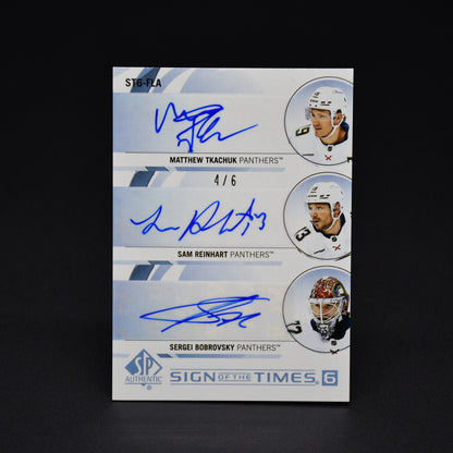 2024-25 Sign of the Times 6 Auto Tkachuk Reinhart Panthers Bobrovsky Barkov ST6-TLA