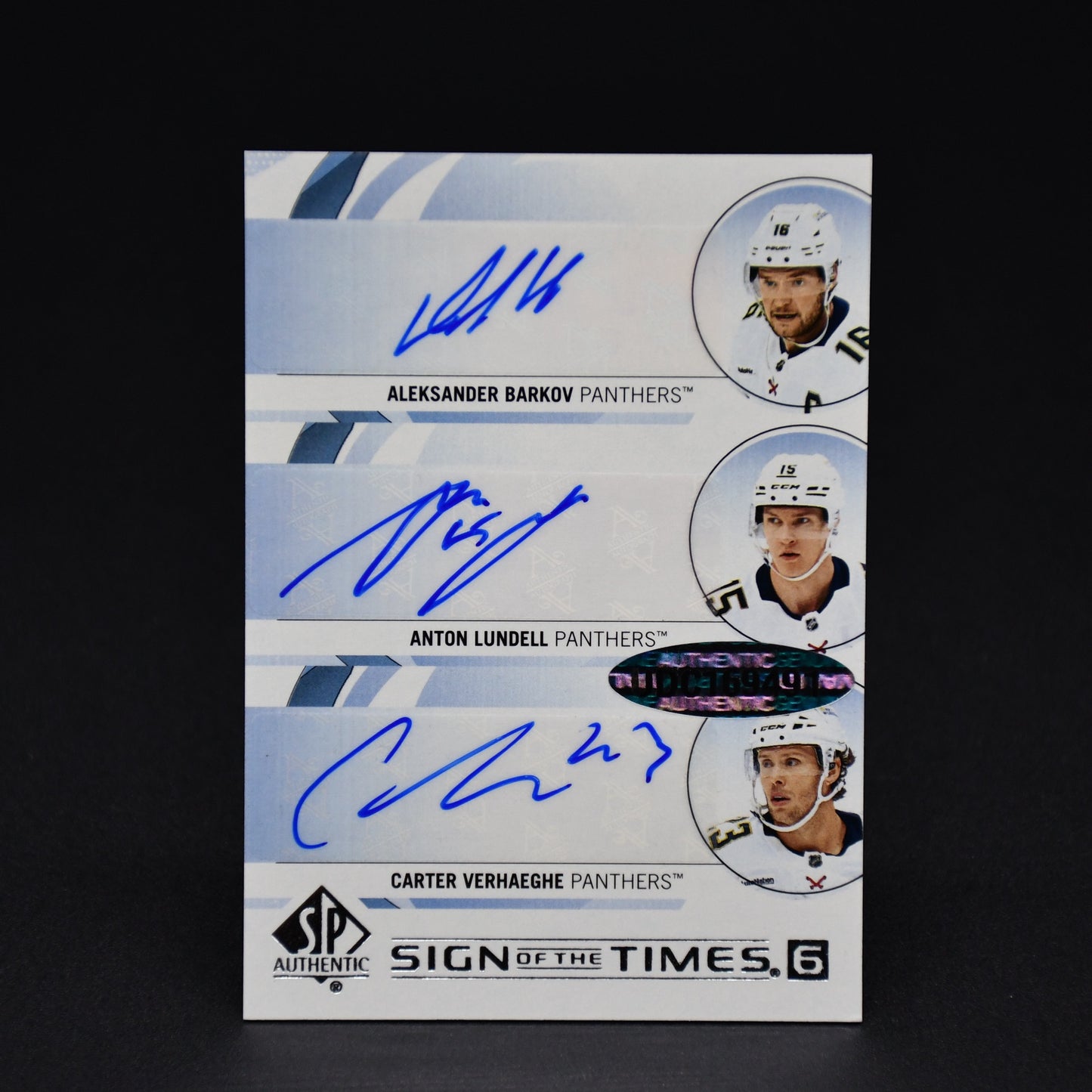 2024-25 Sign of the Times 6 Auto Tkachuk Reinhart Panthers Bobrovsky Barkov ST6-TLA