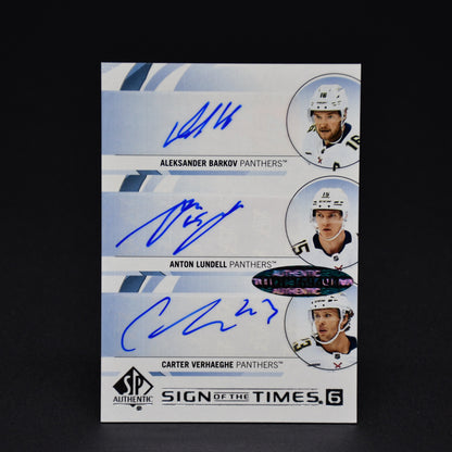 2024-25 Sign of the Times 6 Auto Tkachuk Reinhart Panthers Bobrovsky Barkov ST6-TLA
