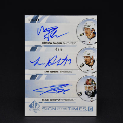 2024-25 Sign of the Times 6 Auto Tkachuk Reinhart Panthers Bobrovsky Barkov ST6-TLA