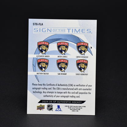 2024-25 Sign of the Times 6 Auto Tkachuk Reinhart Panthers Bobrovsky Barkov ST6-TLA