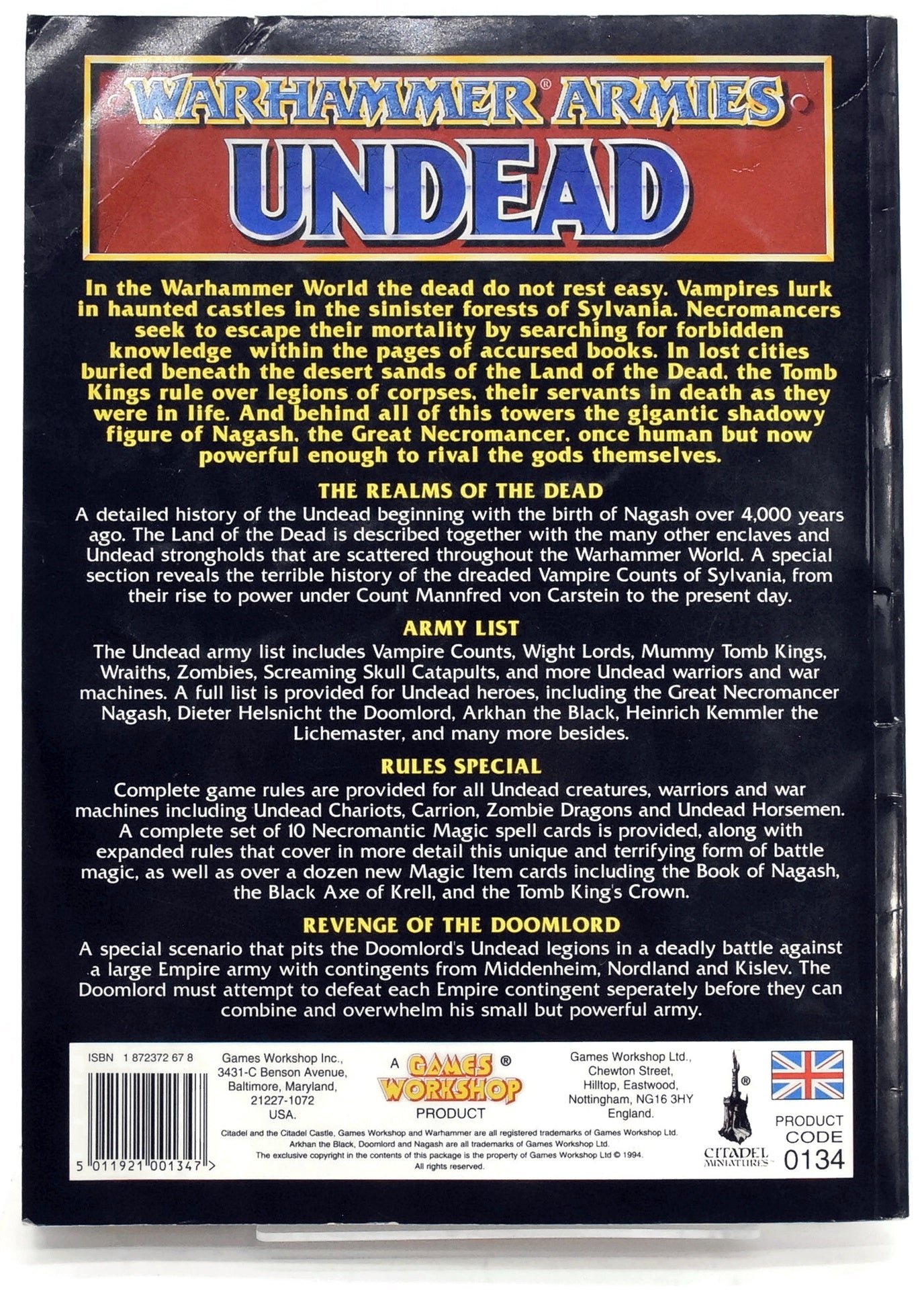 BOOKS & ACCESSORIES Undead Supplement #1 OK CONDITION Warhammer Fantasy 2776