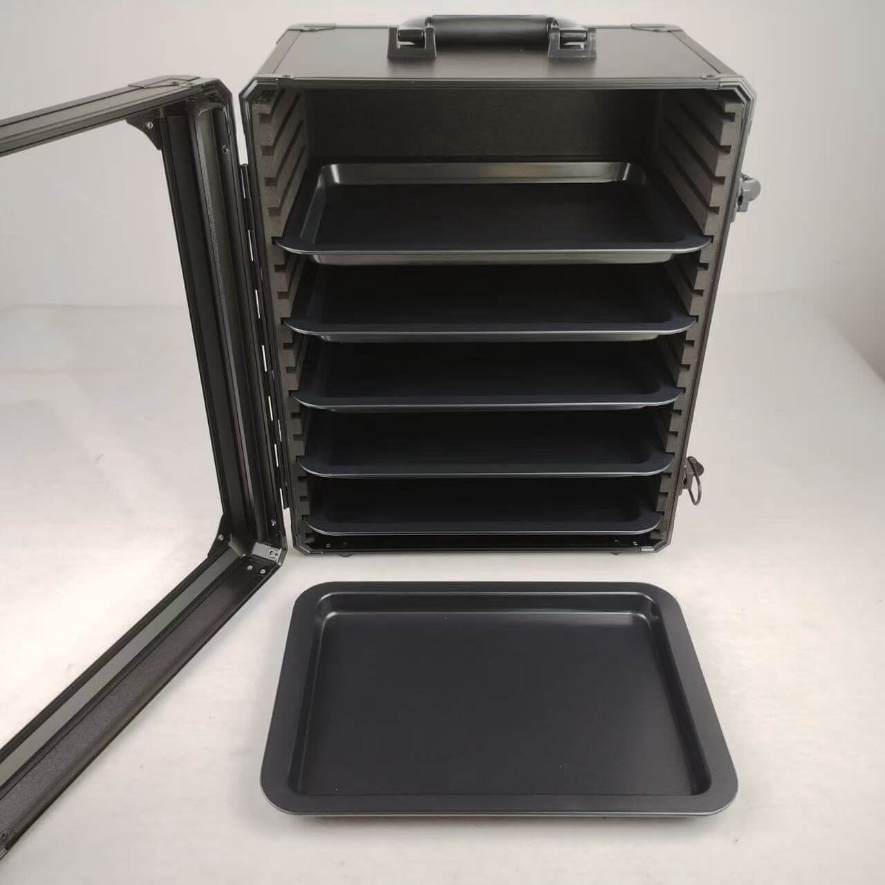 EVORETRO Aluminum Miniatures Display Case with 5 Magnetic Trays