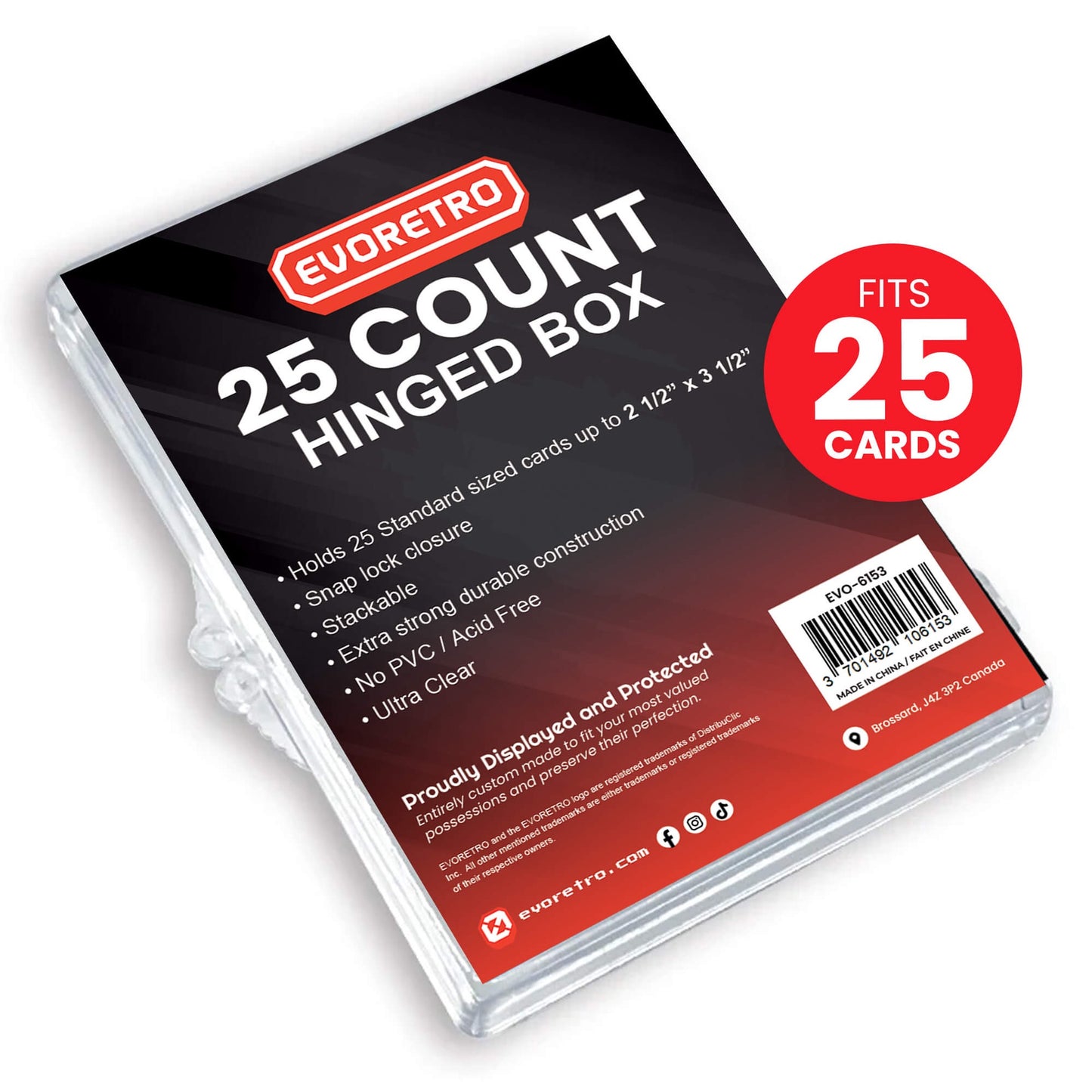 EVORETRO Stackable Hinged Card Box for 25 TCG & Sports Cards