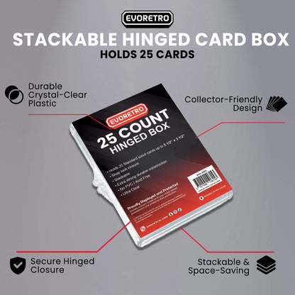 EVORETRO Stackable Hinged Card Box for 25 TCG & Sports Cards