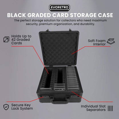 EVORETRO Black Graded Card Storage Case 3 Rows with Individual Slot Fit