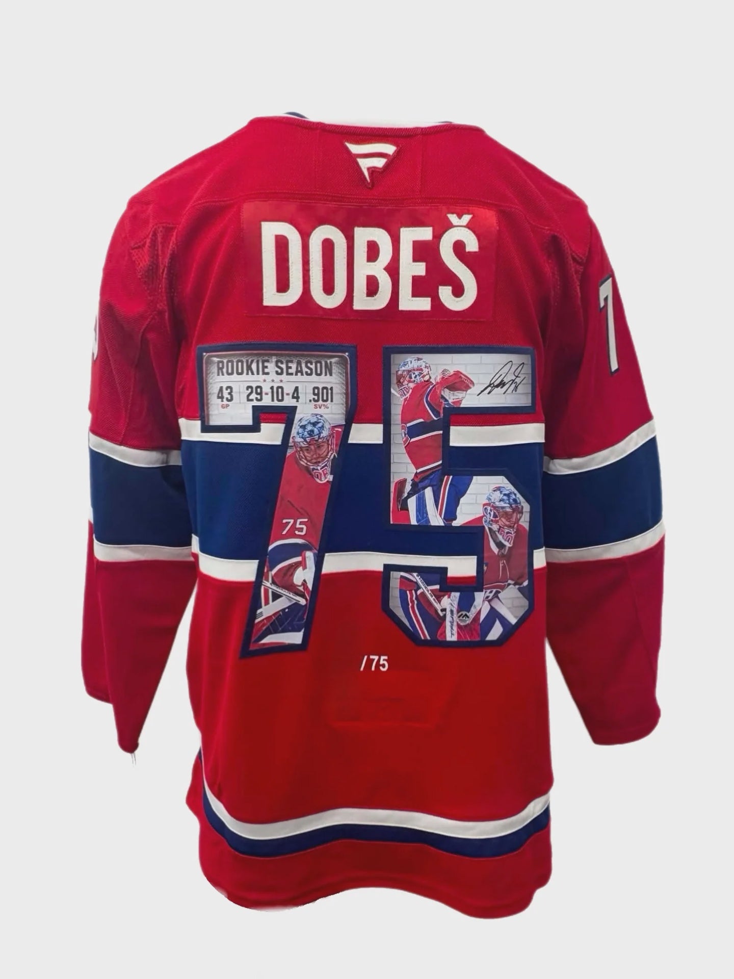 Jakub Dobes Autographed Fanatics Premium Rookie Art Jersey - Limited Edition of 75