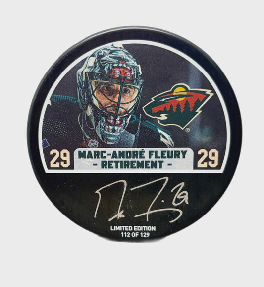 Marc-Andre Fleury Autographed Puck - Retirement