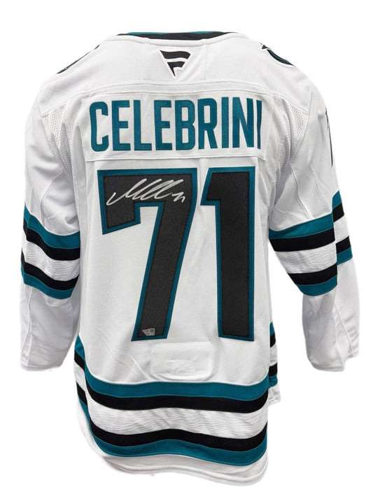 Macklin Celebrini Autographed White San Jose Sharks Fanatics Premium Jersey