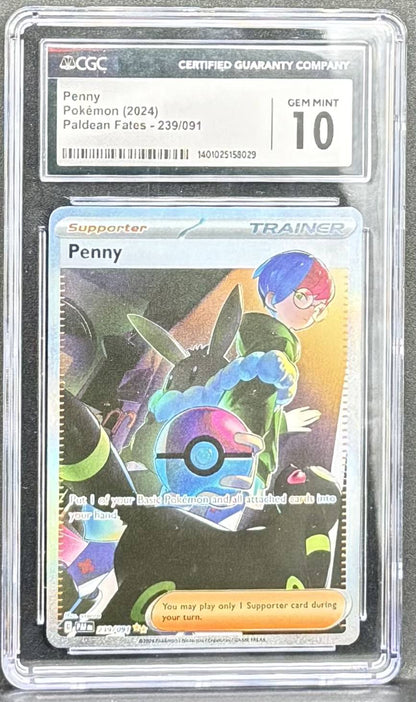 Pokemon TCG Penny 239/091 Paldean Fates CGC 10