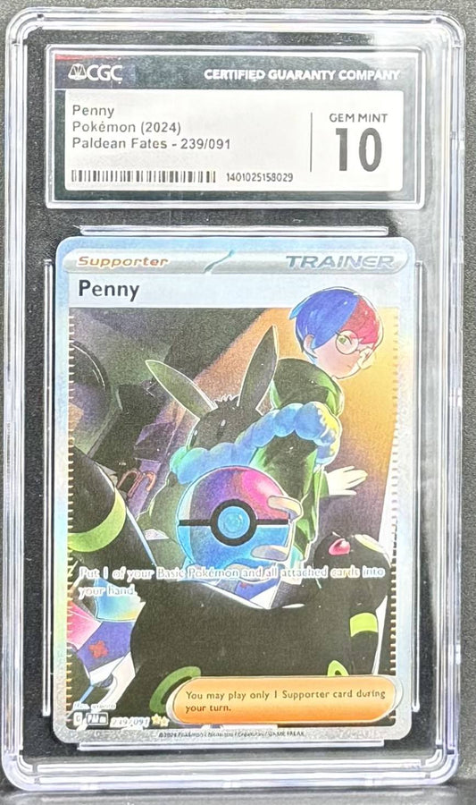 Pokemon TCG Penny 239/091 Paldean Fates CGC 10