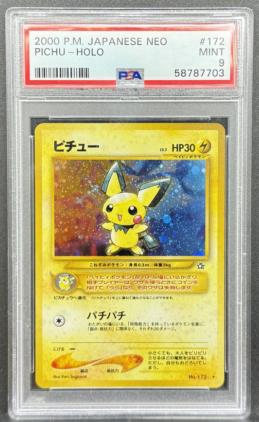 Pokemon TCG Pichu #172 Holo Japanese Neo Genesis PSA 9