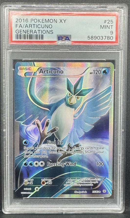 Pokemon TCG Articuno Full Art 25/83 Generations PSA 9