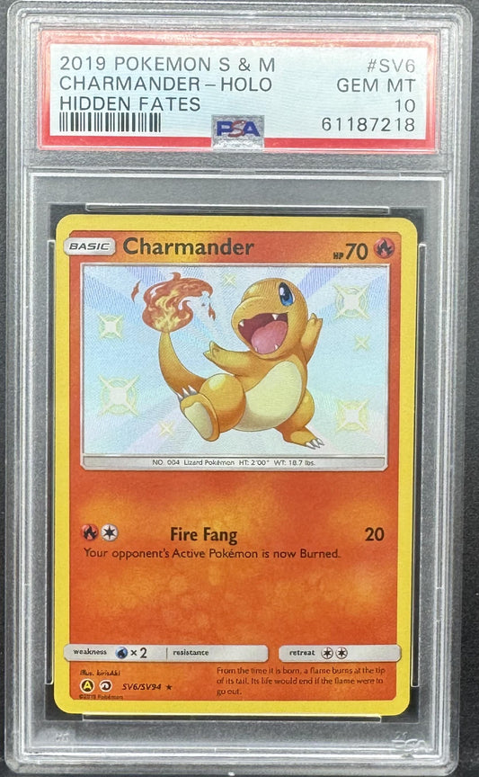 Pokemon TCG Charmander SV6/SV94 Hidden Fates PSA 10