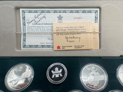 1988 Calgary Olympic Winter Games Sterling Silver Set