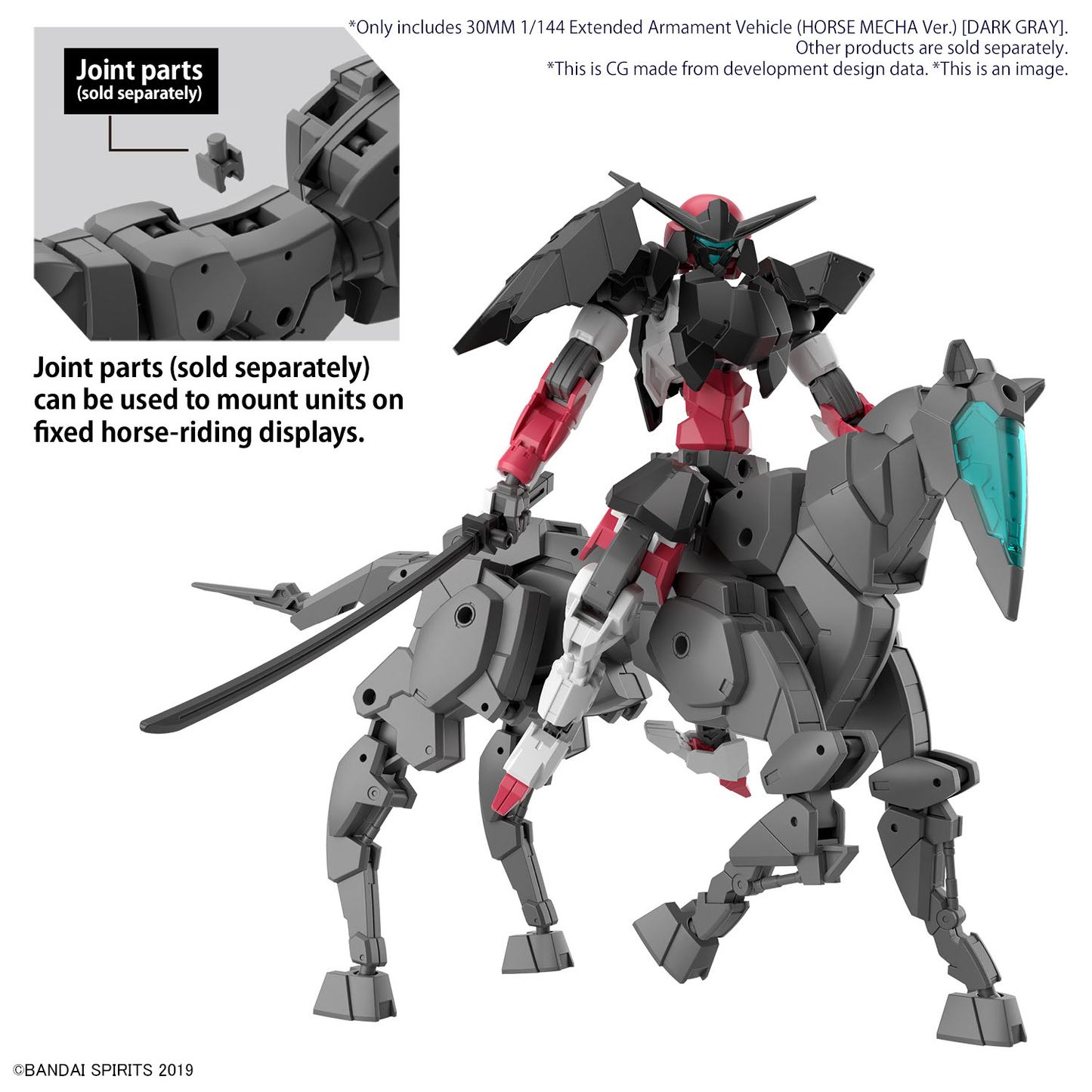 Bandai 30MM 1/144 Extended Armament Vehicle (HORSE MECHA Ver.) [DARK GRAY]