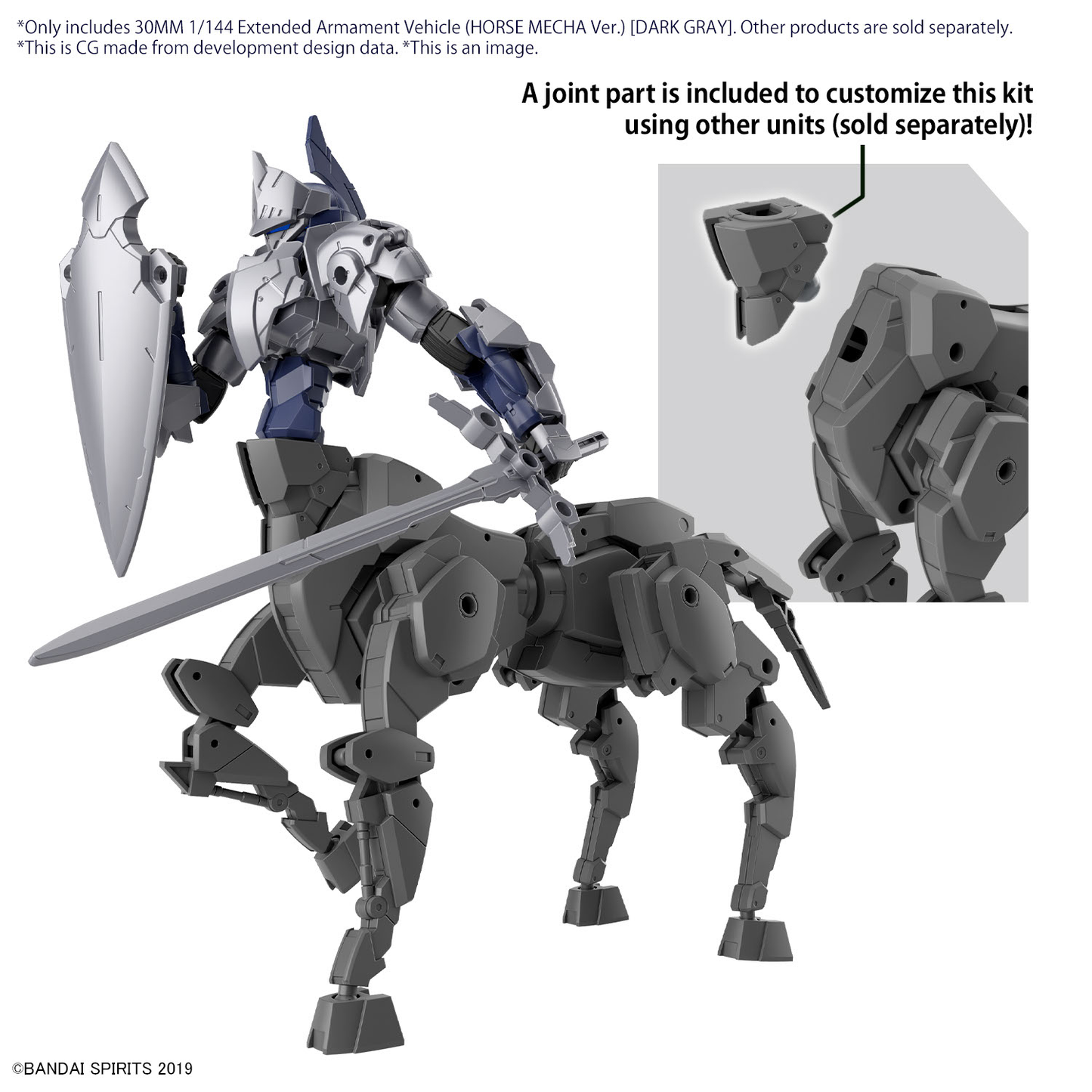Bandai 30MM 1/144 Extended Armament Vehicle (HORSE MECHA Ver.) [DARK GRAY]