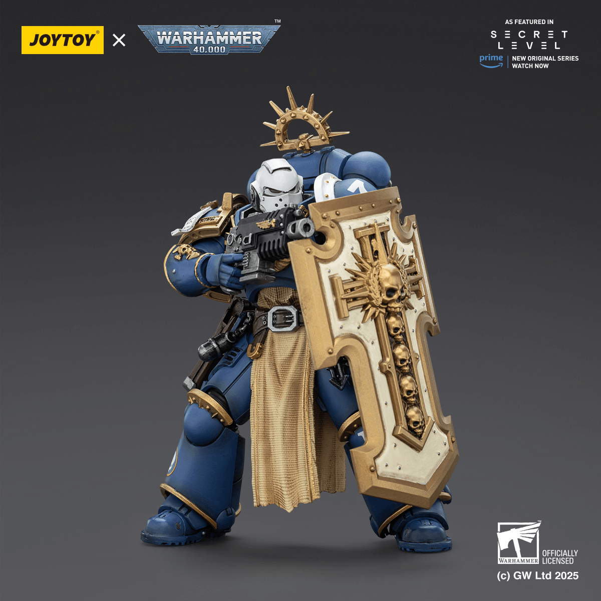 JoyToy Ultramarines Levantus With Power Sword, Stormshield And Bolt Pistol