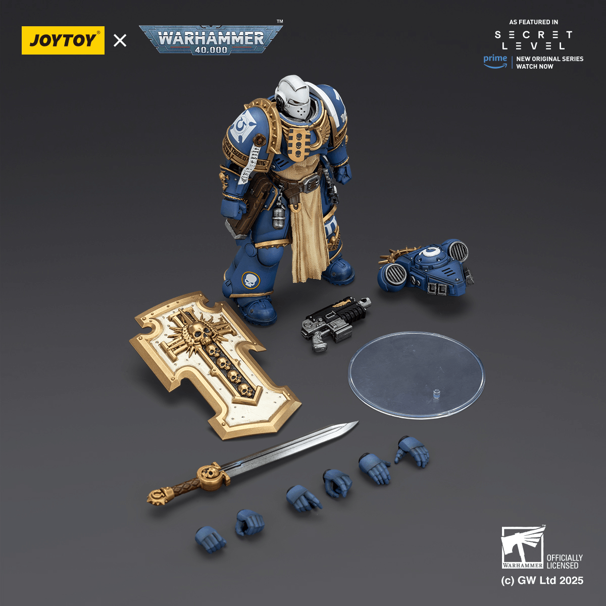 JoyToy Ultramarines Levantus With Power Sword, Stormshield And Bolt Pistol