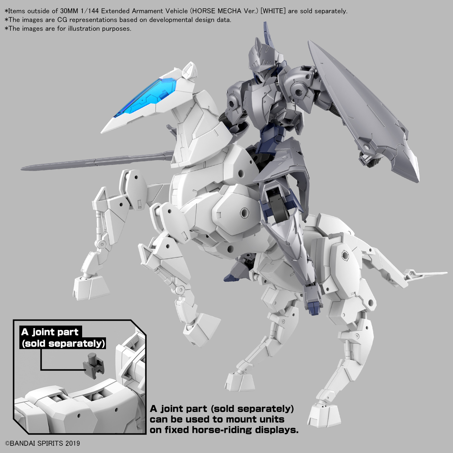 Bandai 30MM 1/144 Extended Armament Vehicle (HORSE MECHA Ver.) [WHITE]