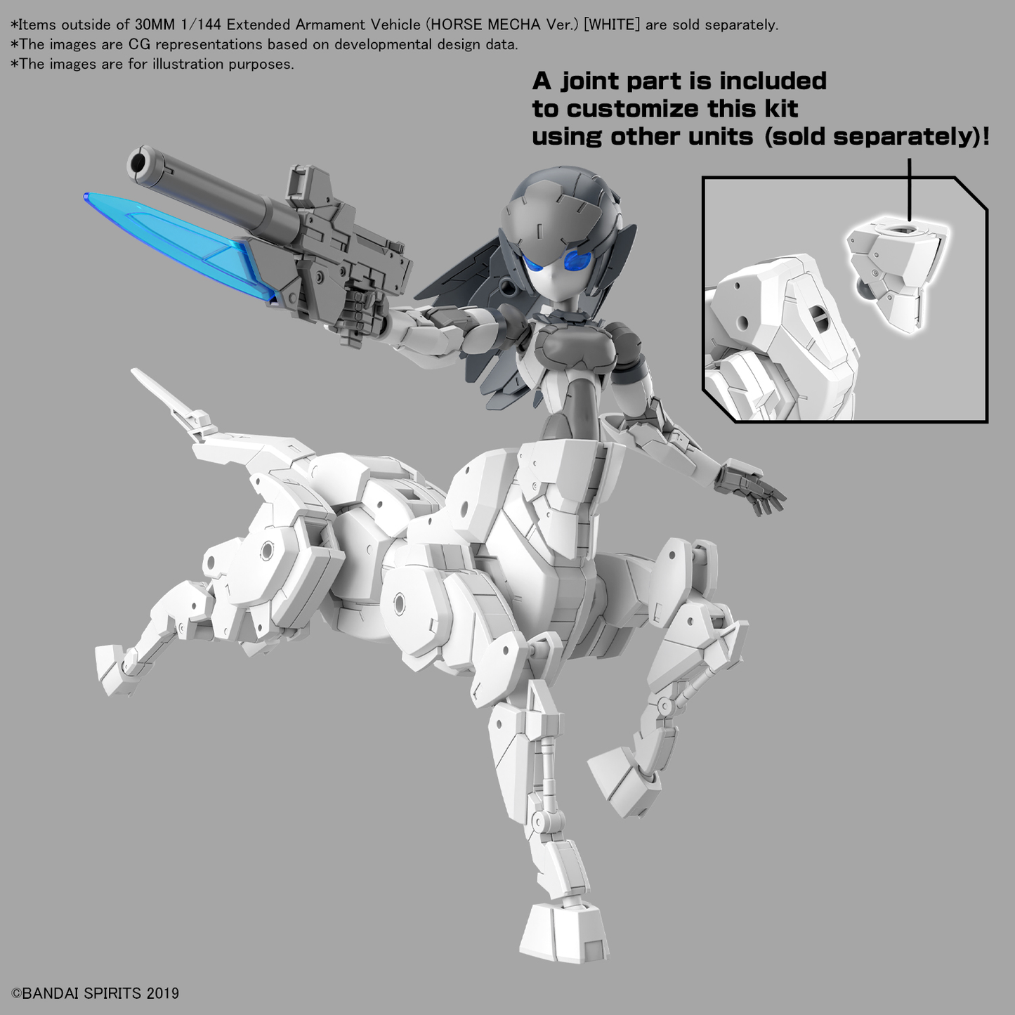Bandai 30MM 1/144 Extended Armament Vehicle (HORSE MECHA Ver.) [WHITE]