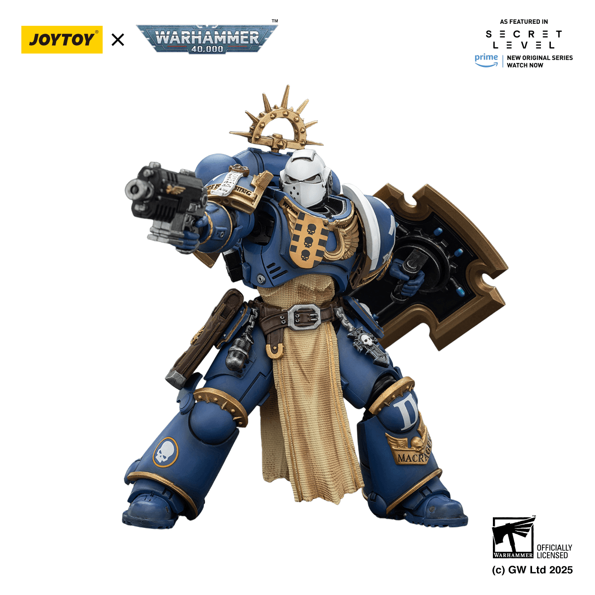 JoyToy Ultramarines Levantus With Power Sword, Stormshield And Bolt Pistol