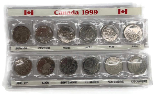 25 cents collection set Canada Month of the year 1999