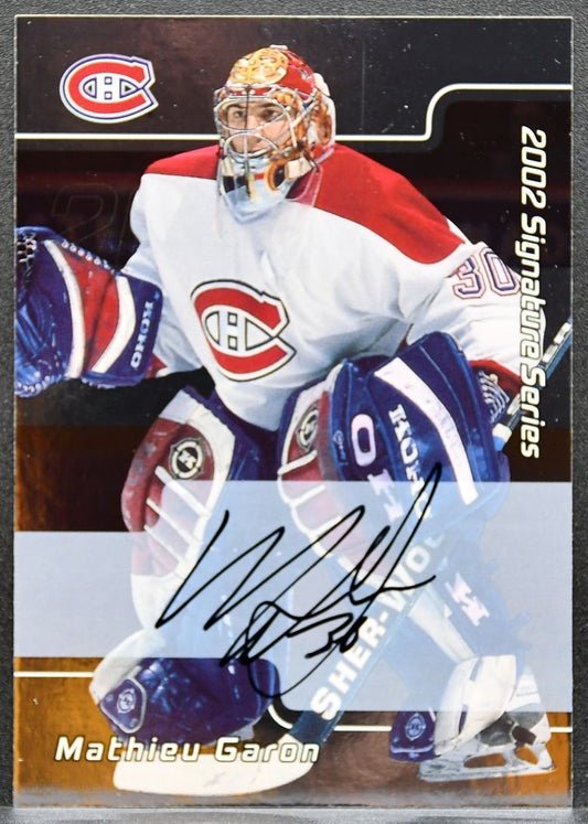 2001-02 Be a Player Signature Series Autos Mathieu Garon Canadiens Auto 2571