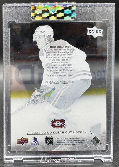 2022-23 UD Clear Cut Kaiden Guhle CC-KG Montreal Canadiens RC Auto