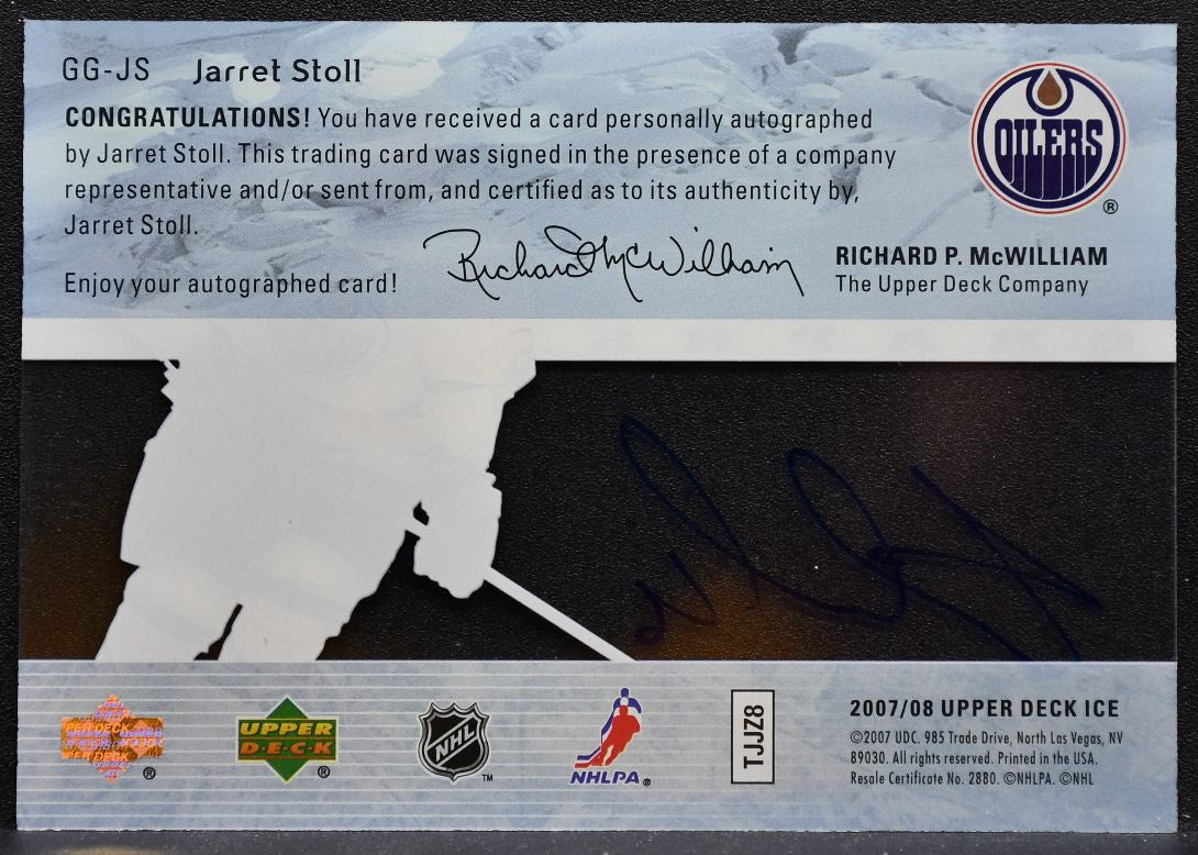 2007-08 Upper Deck Ice Glacial Graphs Jarret Stoll Edmonton Oilers Auto 1957