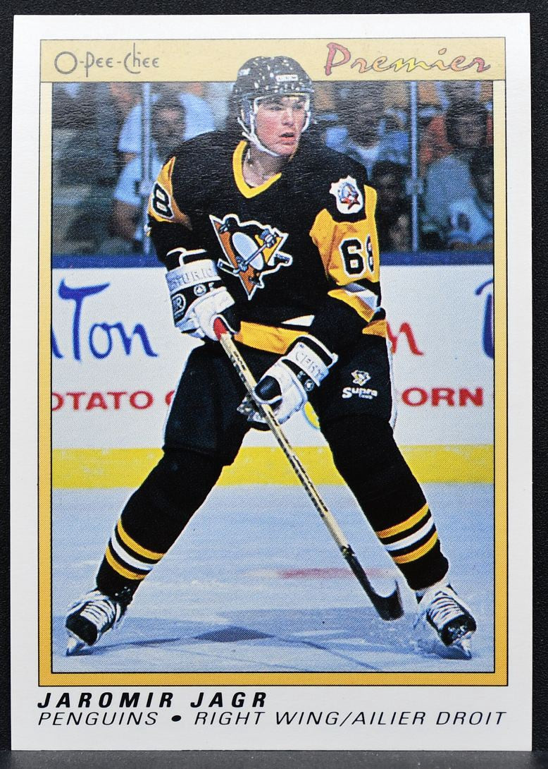 1990-91 O-Pee-Chee Premier Jaromir Jagr 50 Pittsburgh Penguins RC 9172